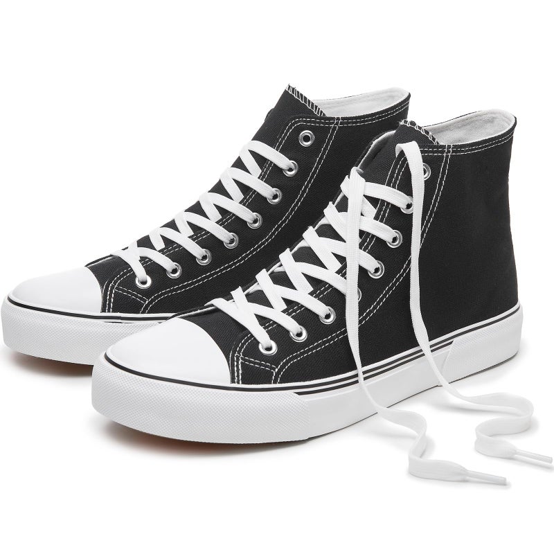 hash bubbie High Top Sneakers for Women Classic High Tops Canvas Shoes Lace up Women's Fashion Sneaker(Black,US6W/US4M) - Image 1